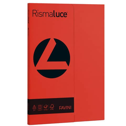 Carta colorata Favini Rismaluce colori forti 200 g/m² A4 scarlatto 61 Risma da 50 fogli - A69C544